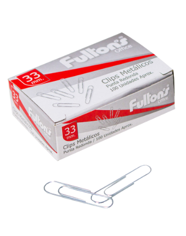 24 Set de Clip Metálico Fultons 33 MM.(1 Set trae: 100 PCS)