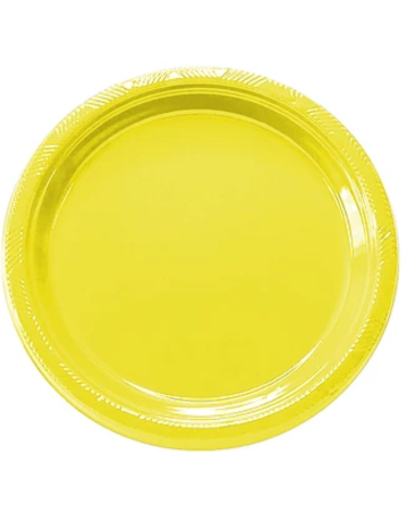 12 Set Platos Plástico Color Amarillo (1 Set Trae 10 PCS) Medida: 18 cm aprox.