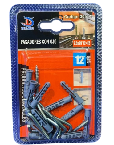 Clavos Con Tarugo .Medidas: 2.5x29x12+E5mm : x 12 Set.