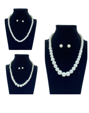 12 Set de Collar con Aros Similar Perlas (1 Set Trae 2 PCS)