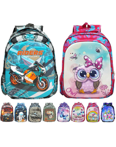 Mochila Escolar Diseños Surtidos x 4 Unds. Medida: 37 x 30 cm aprox.