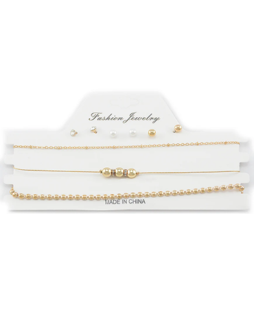 24 Set de Choker y Aros (1 Set Trae 3 Gargantillas - 3 Pares de Aros)