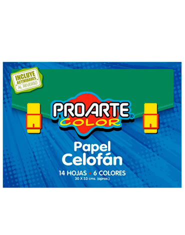 6 Set de Papel Celofán PROARTE. Medidas: 30 x 33 cm aprox.(1 Set Trae: 14 PCS)