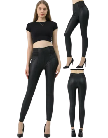 Pantalón Eco Cuero Dama con Polar  Color Único x 12  Unds. Talla: S / M - M/ L - L / XL