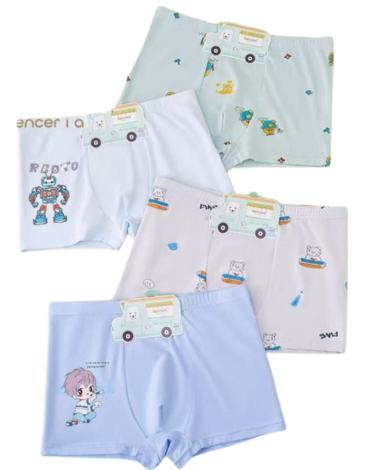 Bóxer de Niño Algodón Colores Surtidos x 12 Unds. Tallas: 24 (5-7) / 26 (8-10) / 28(10-12) / 30 (12-14)