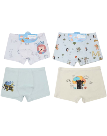 Bóxer de Niño Estampado Colores Surtidos x 12 Unds. Tallas: 22 (5-7) / 24 (8-10) / 26 (10-12) / 28 (12-14)