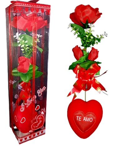 Adorno Rosas con Corazón  San Valentín x 6 Unds.