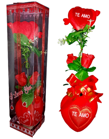Adorno Corazón con  Rosas San Valentín   x 4 Unds.