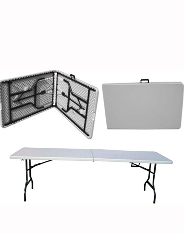 Mesa Plegable Color Blanco x 1 Und. Medida: 150 x 70 cm aprox.