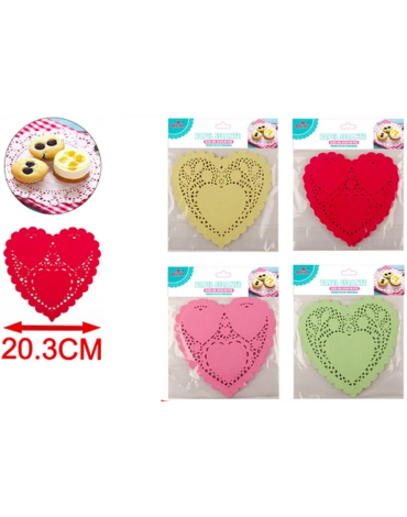 Blonda de Papel con Forma de Corazón x 200 Unds. Medida: 20.3 cm aprox.
