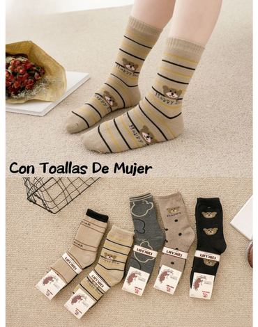 Calcetas de Mujer Con Toalla x 2 Docenas. Talla: 35 - 40