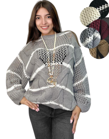 Sweater de Dama Manga Larga Colores Surtidos x 12 Unds. Talla: S / M - L /XL