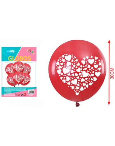 12 Set Globos de Látex con Corazones (1 Set Trae: 6 PCS)