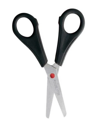 Tijera Escolar 5 1/4 Pulgadas Plast/Metal Negra Punta Roma x 24 Unds.