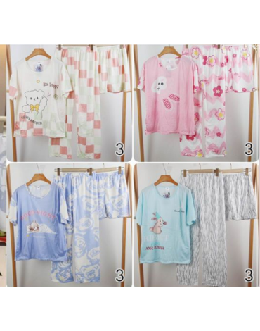 Pijama de Mujer 3 Pcs Poliéster Colores Surtidos x 12 Unds. Talla: M / L - XL / XXL