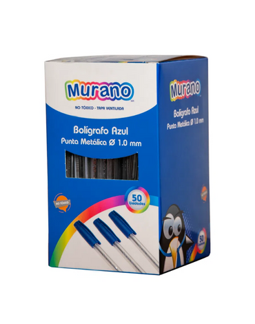 Lapiz Pasta Punta Metalica Punta Media Azul 1 Mm x 50 Unds.
