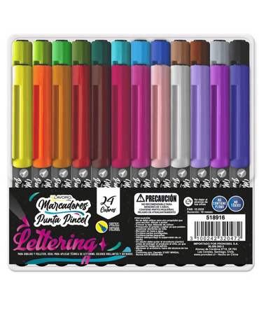 3 Cajas de Plumón  Marcador 18 Colores Punta Pincel Lavoro