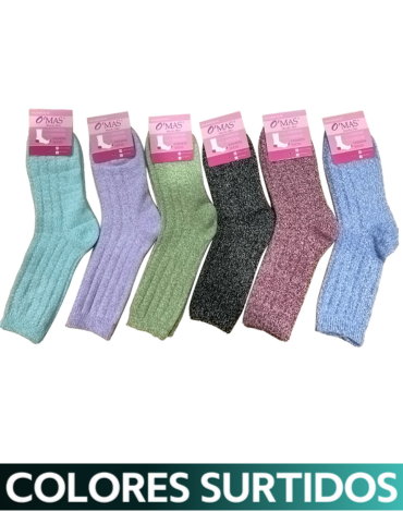 Calceta Mujer Acanalado de Plush x 12 Pares.