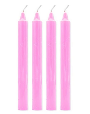 6 Set de Velas Larga Rosa . Medida: 17 cm aprox (1 Set Trae :4 PCS)