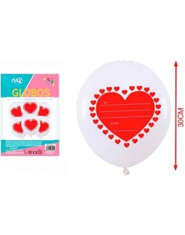 12 Set Globos de Látex con Corazones (1 Set Trae: 6 PCS)