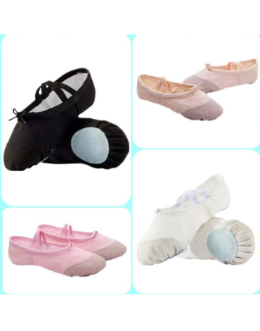 Zapatillas de Ballet Punta Lona y Gamuza x 20 Pares. Talla: 24 al 39