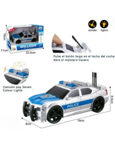 Auto de Policia con Sonido y Luz x 3 Unds.