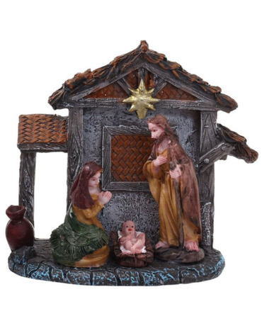 Adorno Nacimiento Navideño en Resina x 4 Unds. Medida: 11 x 11 cm aprox.