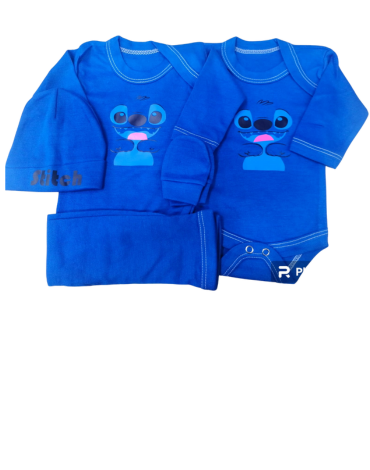 3 Set Ajuar Algodón para Niña 0 a 3 Meses.(1 Set Trae:Body, Camiseta,Panty, Gorro, Miton )