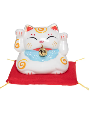 Alcancía Gato Color Blanco x 6 Unds. Medidas: 6 x 8 x 7.5 cm aprox