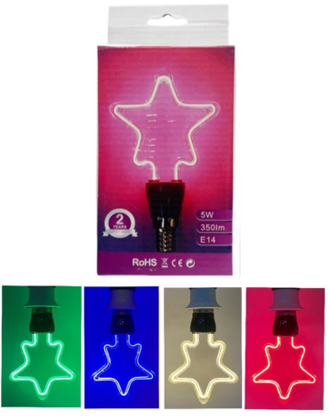 Ampolleta Led 5W - 350Lm Forma de Estrella x 4 Unds.