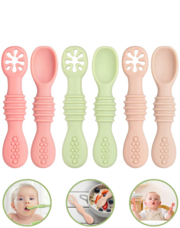 4 Set de Cucharas para Bebe Colores Surtidos (1 Set Trae: 2 PCS)