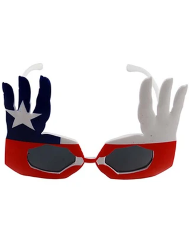 Lentes Bandera de Chile x 6 Unds. Medida: 12 x 15 cm aprox.