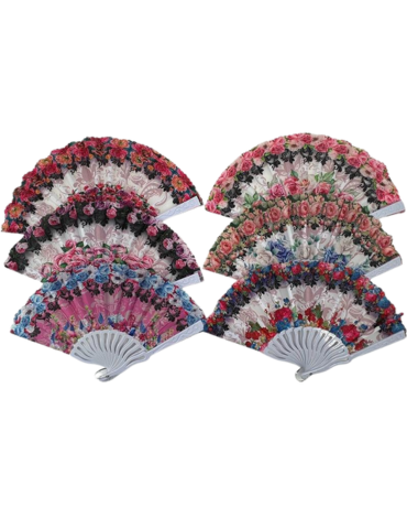 Abanico con Diseño de Rosas x 24 Unds.