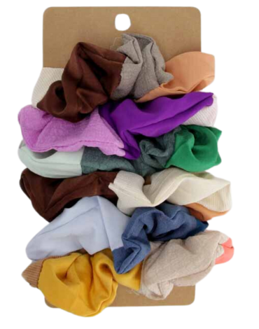 6 Set de Scrunchies Multicolor B.  (1 Set Trae 6 PCS)