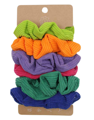 6 Set de Scrunchies Cotelé. Medidas: 10 cm aprox (1 Set Trae 6 PCS)