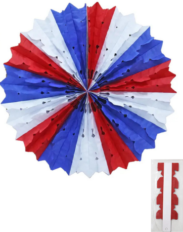 Adorno Abanico Colgante Tricolor x 24 Unds. Medida: 35 cm aprox.