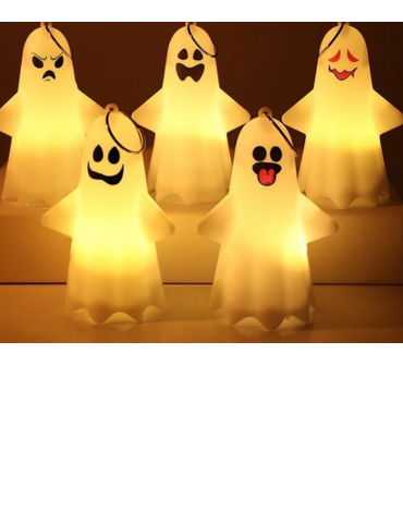 Adorno Fantasma con Luz de Halloween x 12 Unds.