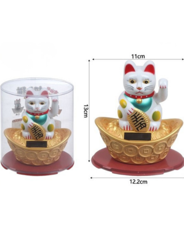 Adorno Gato De La Suerte Solar Blanco x 4 Unds.Medida: 13 x 11 x 12.2 cm aprox.