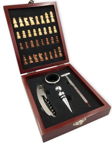 4 Set de Ajedrez con Accesorios para Vino (1 Set Trae: 3 PCS)