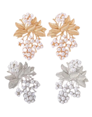 3 Set de Aros de Flor con Perlas (1 Set Trae 12 Pares)
