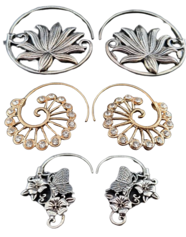 3 Set de Aros de Bohemios (1 Set Trae 12 Pares)