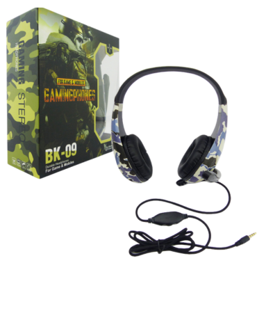 Audífono Para Gamer Con Micrófono Modelo BK-09 x 5 Unds.Largo de Cable : 1.40 cm aporx