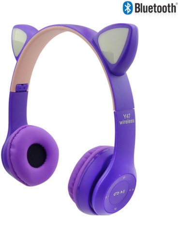 Audífonos para Niños Bluetooth Modelo CAT-P47 Orejas con Luz  RGB x 5 Unds.