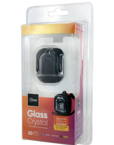 AudiófonoTws Glass Crystal Silicon Case Black Mlab x 1 Unds.