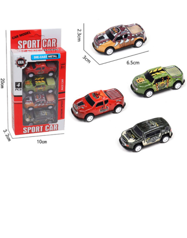 6 Set de Autos de Carrera Metálico.(1 Set Trae: 4 PCS) Medida: 2.5 x 3 x 7 cm aprox.