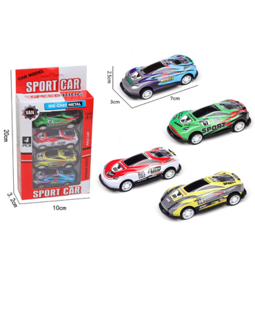6 Set de Autos de Carrera Metálico.(1 Set Trae: 4 PCS) Medida: 2.5 x 3 x 7 cm aprox.