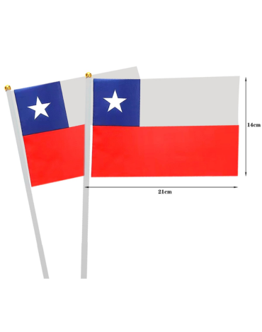 Bandera de Chile con Ventosa x 60 Unds. Medida: 14 x 21 cm aprox.