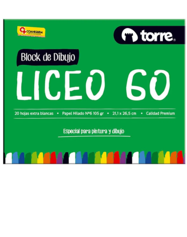 Block De Dibujo Liceo 60. 20 Hojas Torre  x 6 Unds