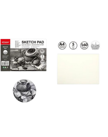 Block de Dibujo A3 5 Hojas x 12 Unds. Medidas: 400 x 297 mm aprox