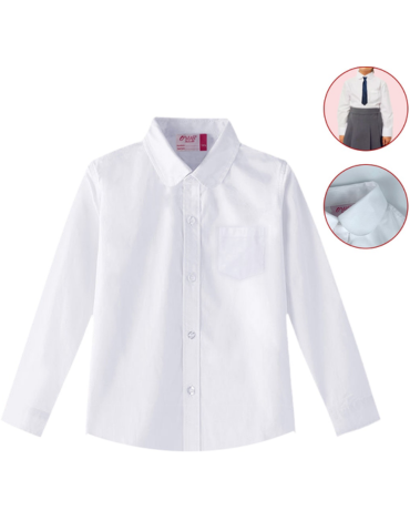 Blusa Escolar de Niñas Color Blanco x 12 Unds. Talla: 6 - 8- 10 - 12